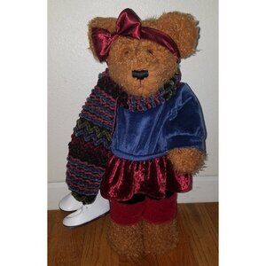 Brown Teddy Bear Plush 20" Standing Greeter Decor Ice Skates Holiday MTY Int'l